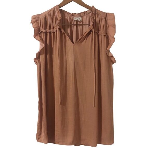 Joie Ruffle Tie Front Flutter Sleeve Boho Blouse Top Pullover Women’s Size 2X - Picture 1 of 8